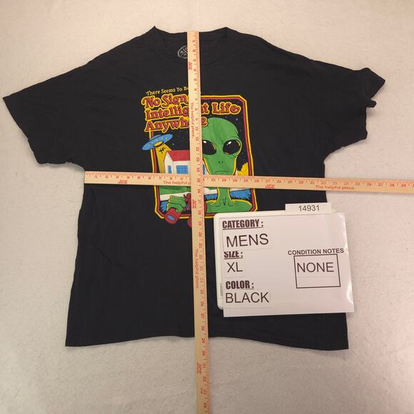 DOM Alien No Sign of Intelligent Life Anywhere T Shirt Mens Size XL Black - Picture 5 of 9